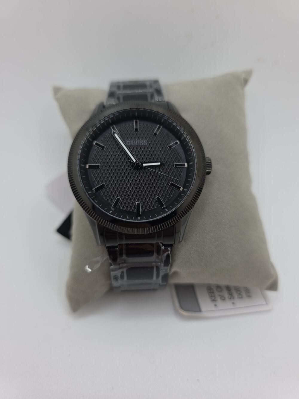Guess Mens Black Analog Stainless Steel Bracelet Watch, 44mm $175